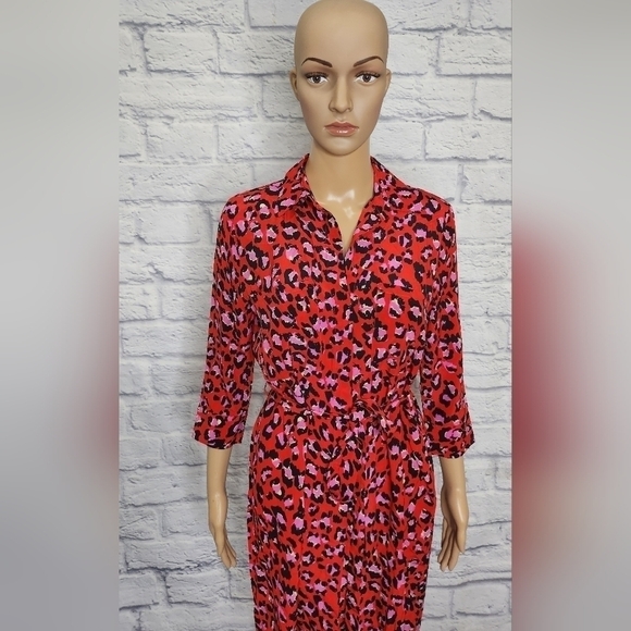 *NWT L'agence Stella Womens silk leopard print 3/4 sleeve shirt dress Sz XS - Picture 5 of 9
